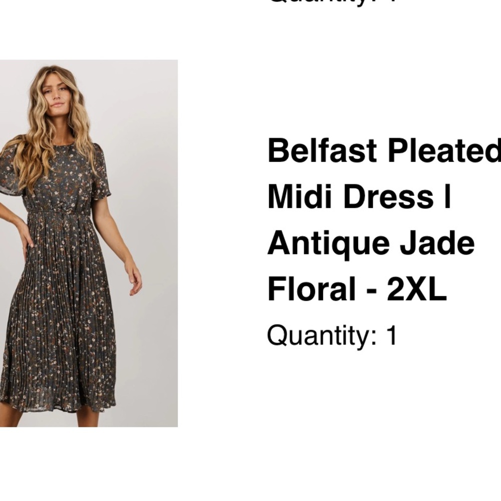 Baltic Born Belfast Pleated Midi Dress in Antique Jade Floral